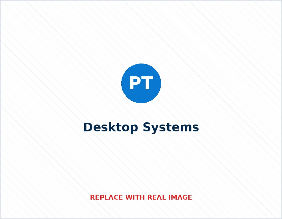 Desktop computer and keyboard on an office desk